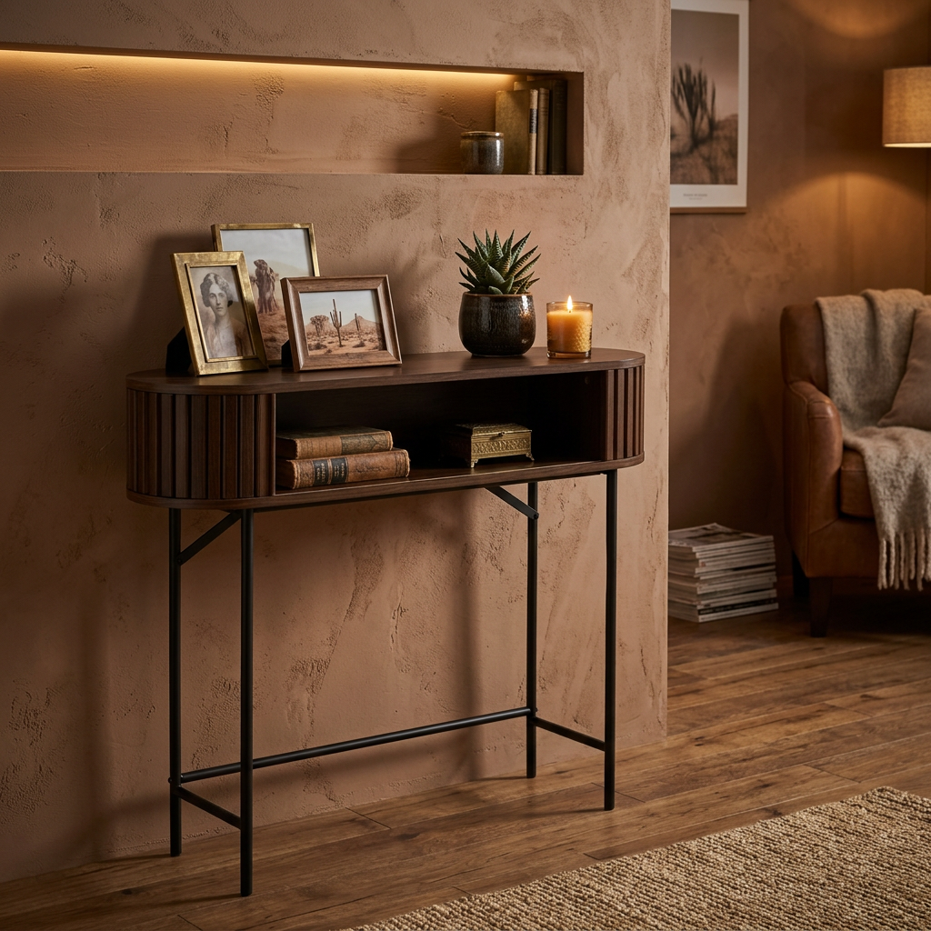 Sidetable Novaro – Walnootlook – 2 Schuifdeuren – 100 cm - Industrieelinhuis.nl