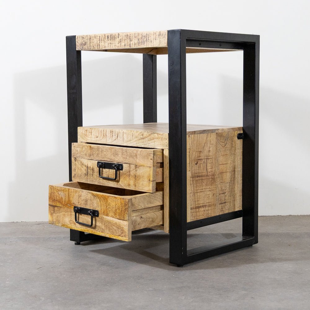 Mango Houten Nachtkastje Britt | 50x40x70cm Tijdloos & Handgemaakt Design - Industrieelinhuis.nl