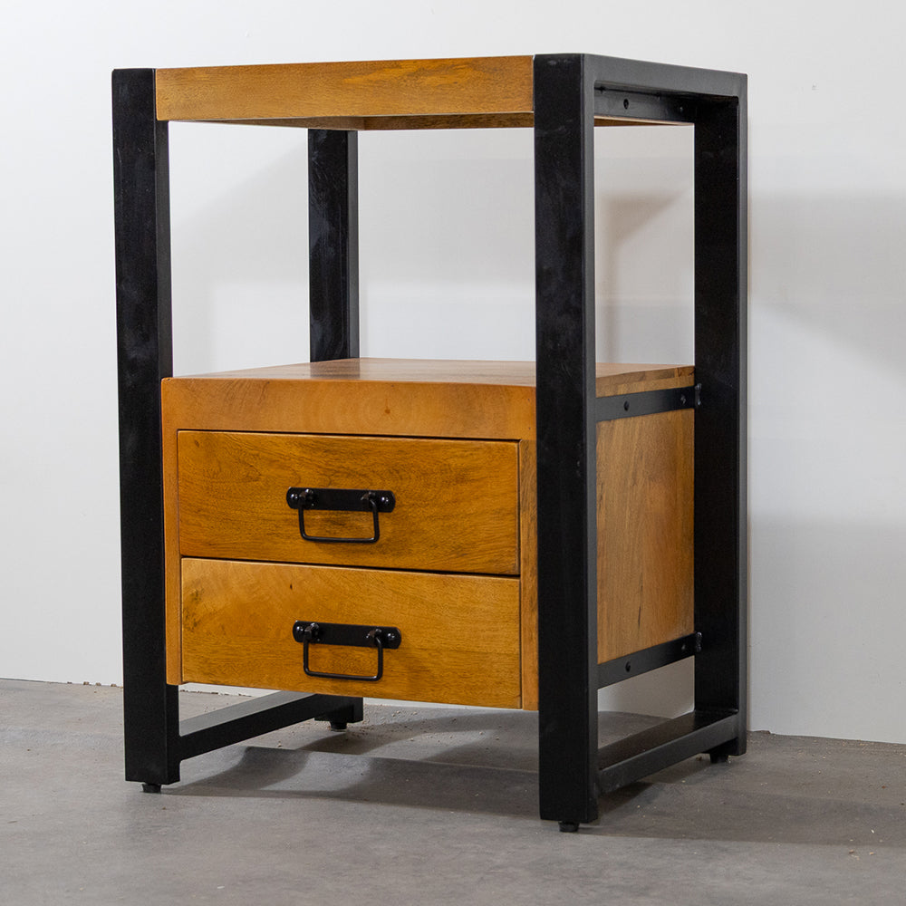 Mango Houten Nachtkastje Britt – 50x40x70cm | Warme Kleurtint Collectie