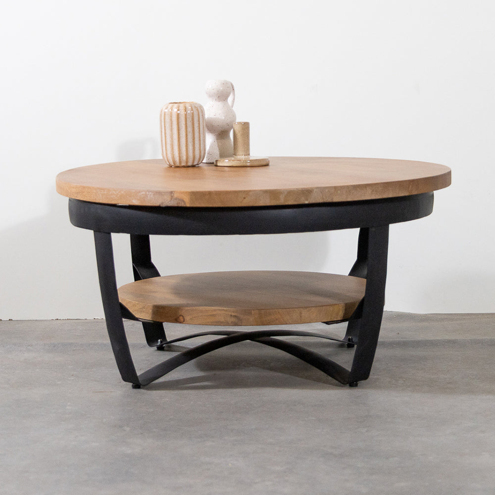 Couchtisch Paras rund | Mangohout Stahl | 70 cm