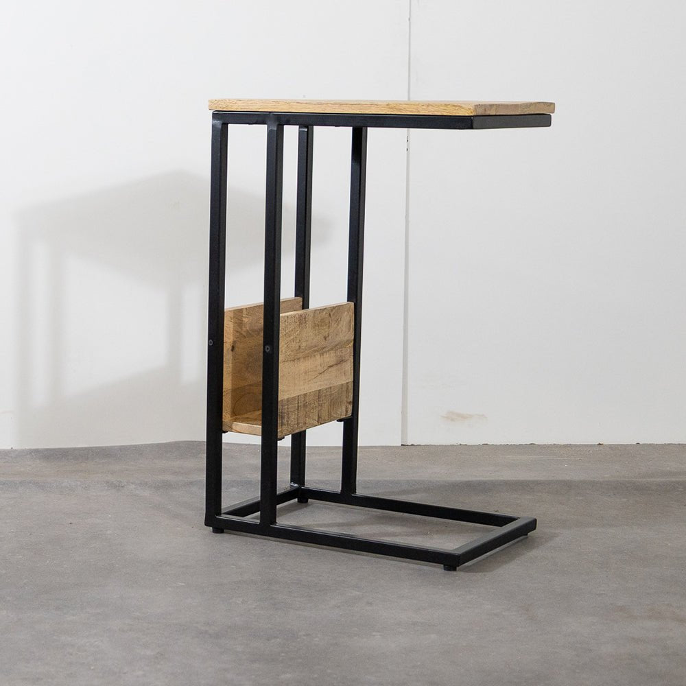 Bijzettafel Britt voor over de bank | Mangohout en Staal | 45x29x69cm - Industrieelinhuis.nl