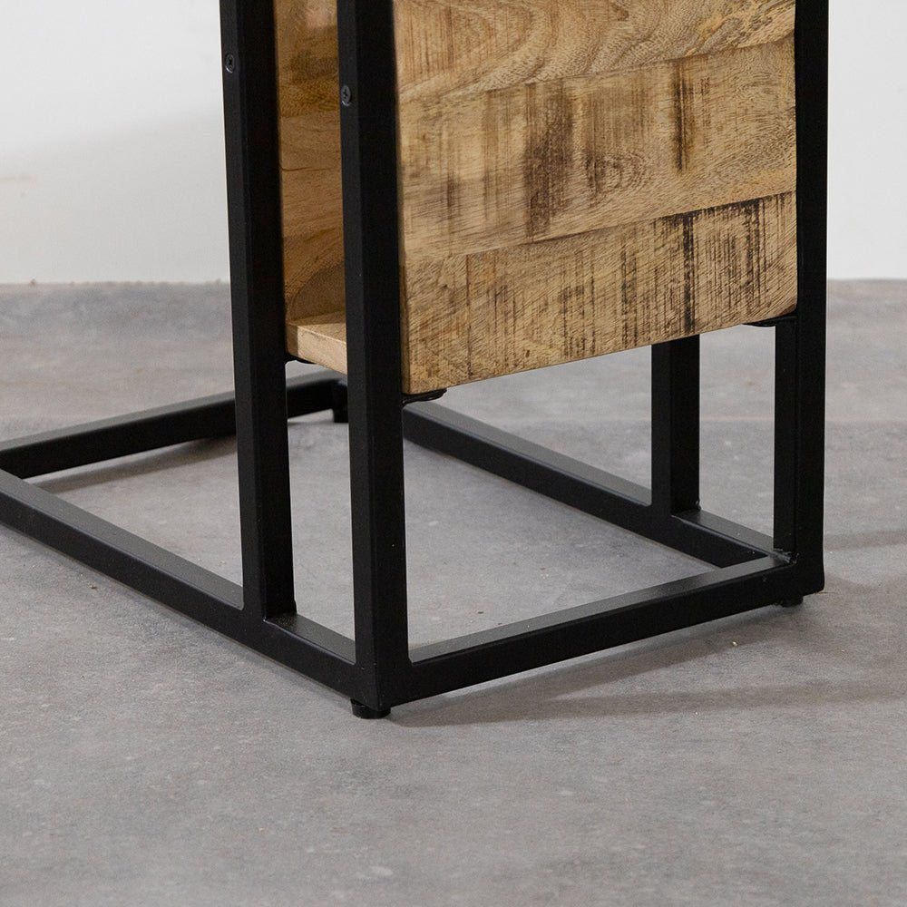 Bijzettafel Britt voor over de bank | Mangohout en Staal | 45x29x69cm - Industrieelinhuis.nl