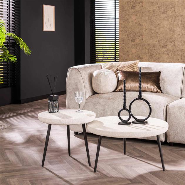 Salontafel Flat Round Stone set/2