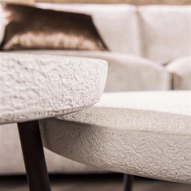 Salontafel Flat Round Stone set/2
