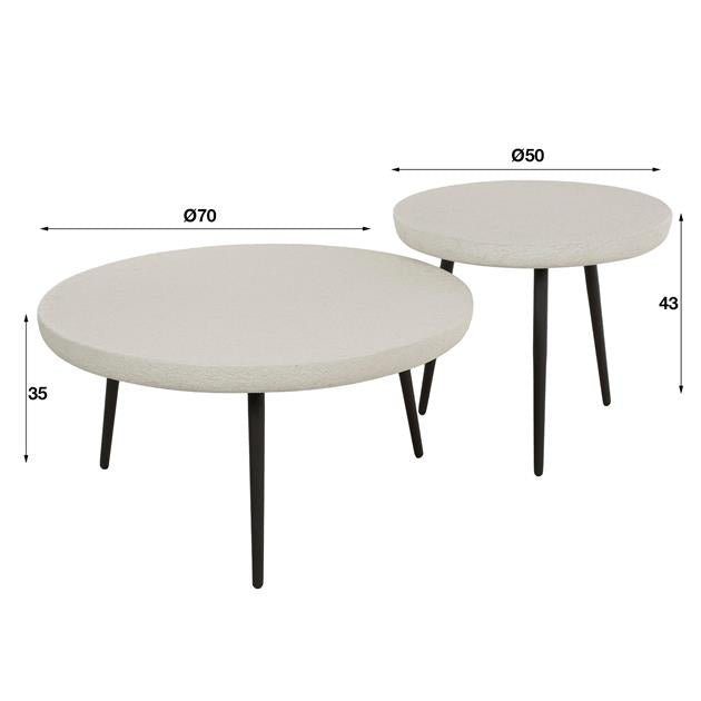 Salontafel Flat Round Stone set/2
