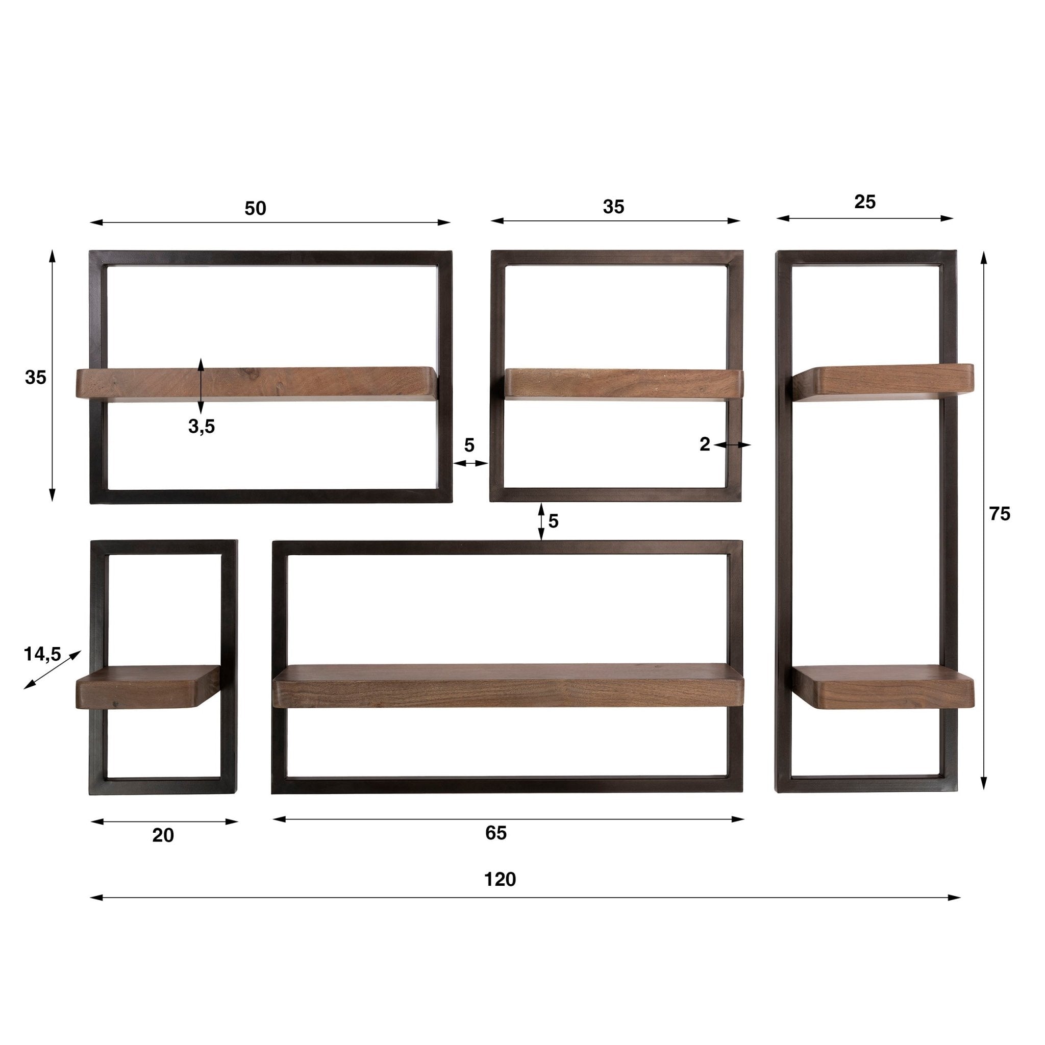 Wandschap Carve set/5