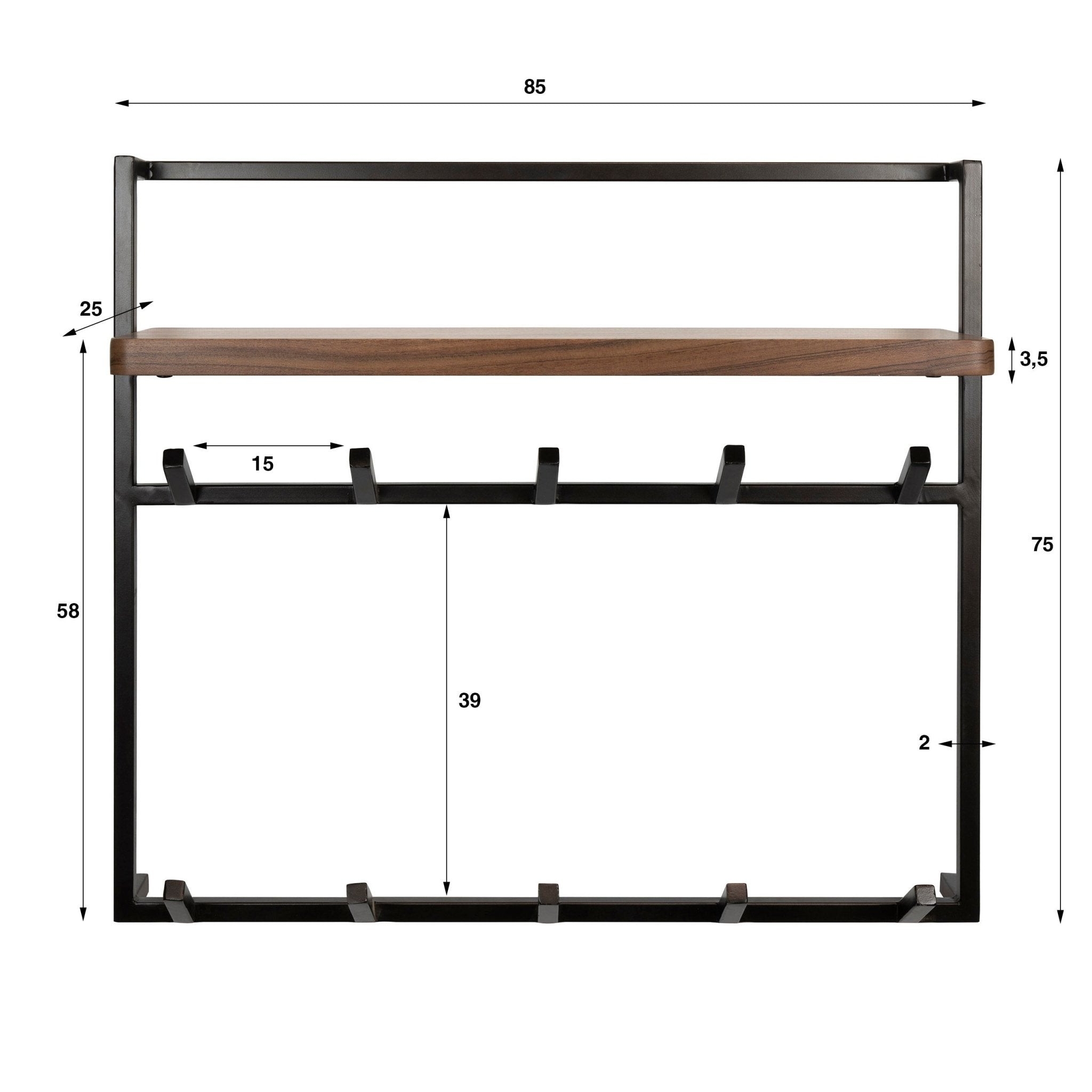 Kapstok Air Solid hoog 2x6H