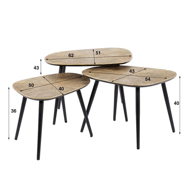 Salontafel Ray vierhoekig set/3