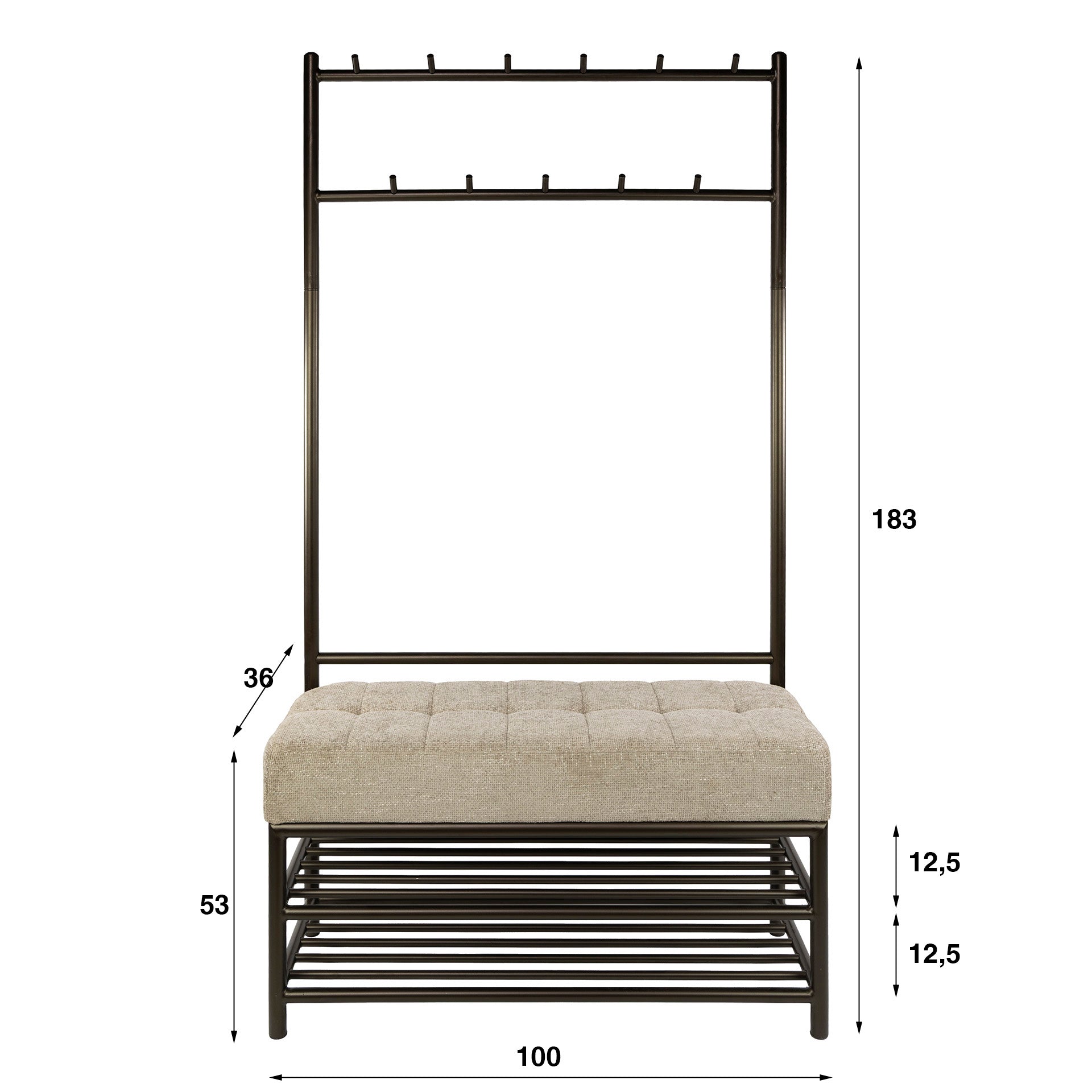 Garderoberek met zitdeel Luno