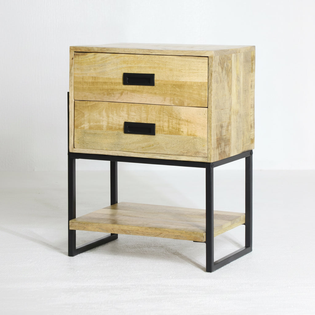 Britt Loft Nachtkastje – Mangohout & Staal | 61 × 48 × 53 cm