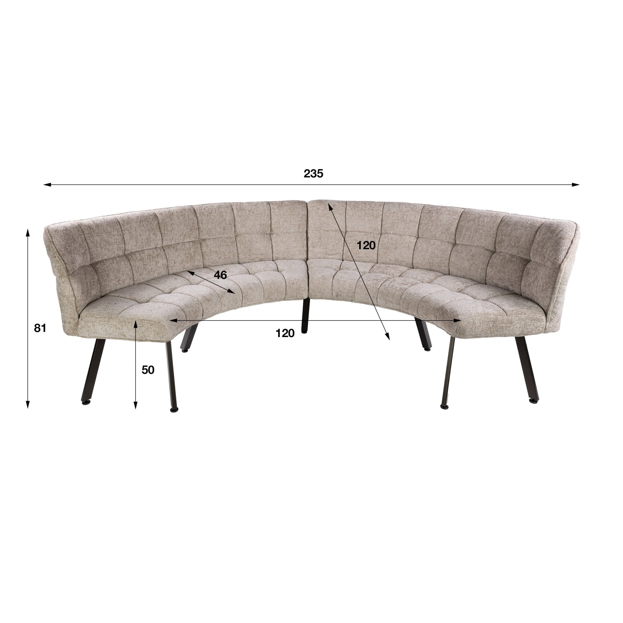 Eetkamerbank Raster rond 2DLG