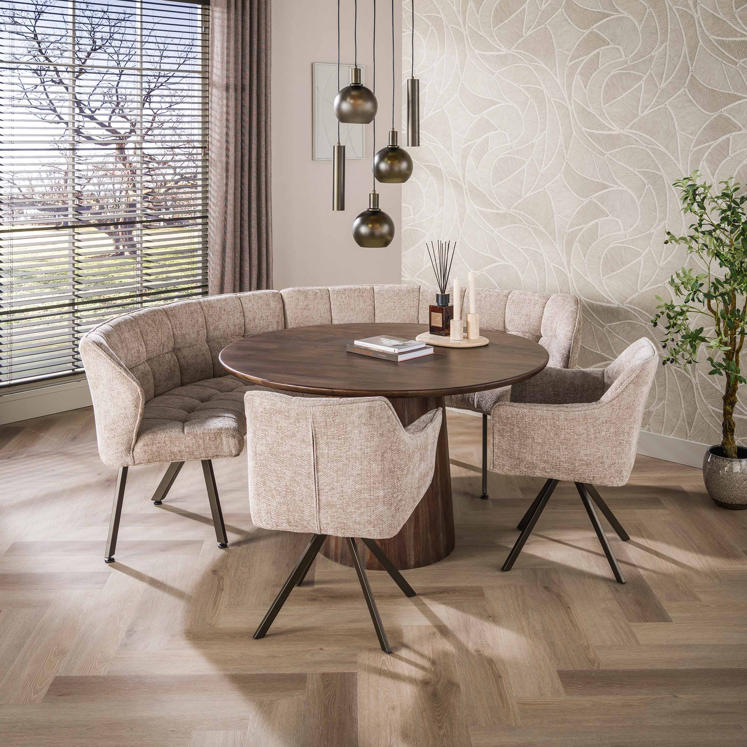 Eetkamerbank Raster rond 2DLG