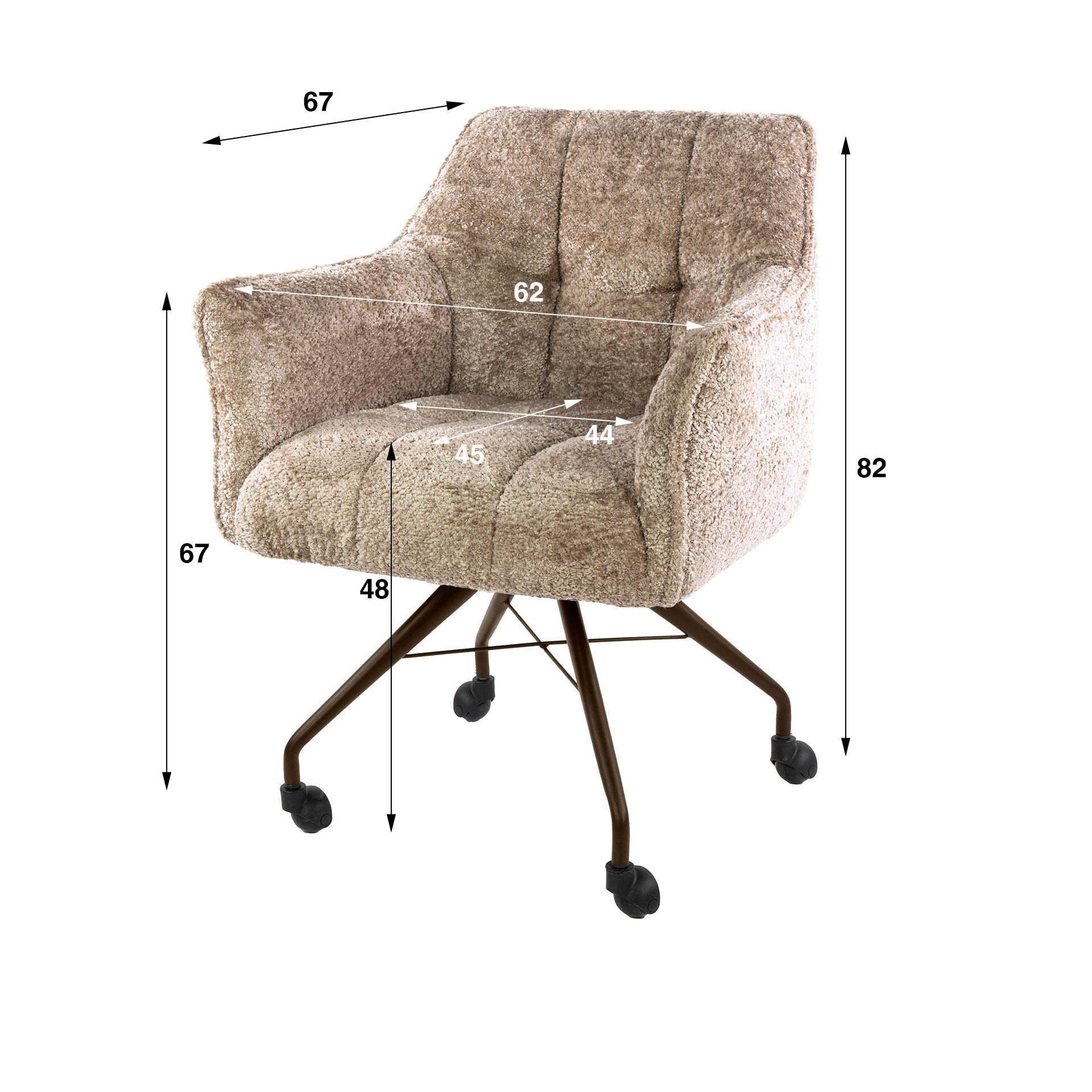 Armstoel met wielen Raster Zand - Industrieelinhuis.nl