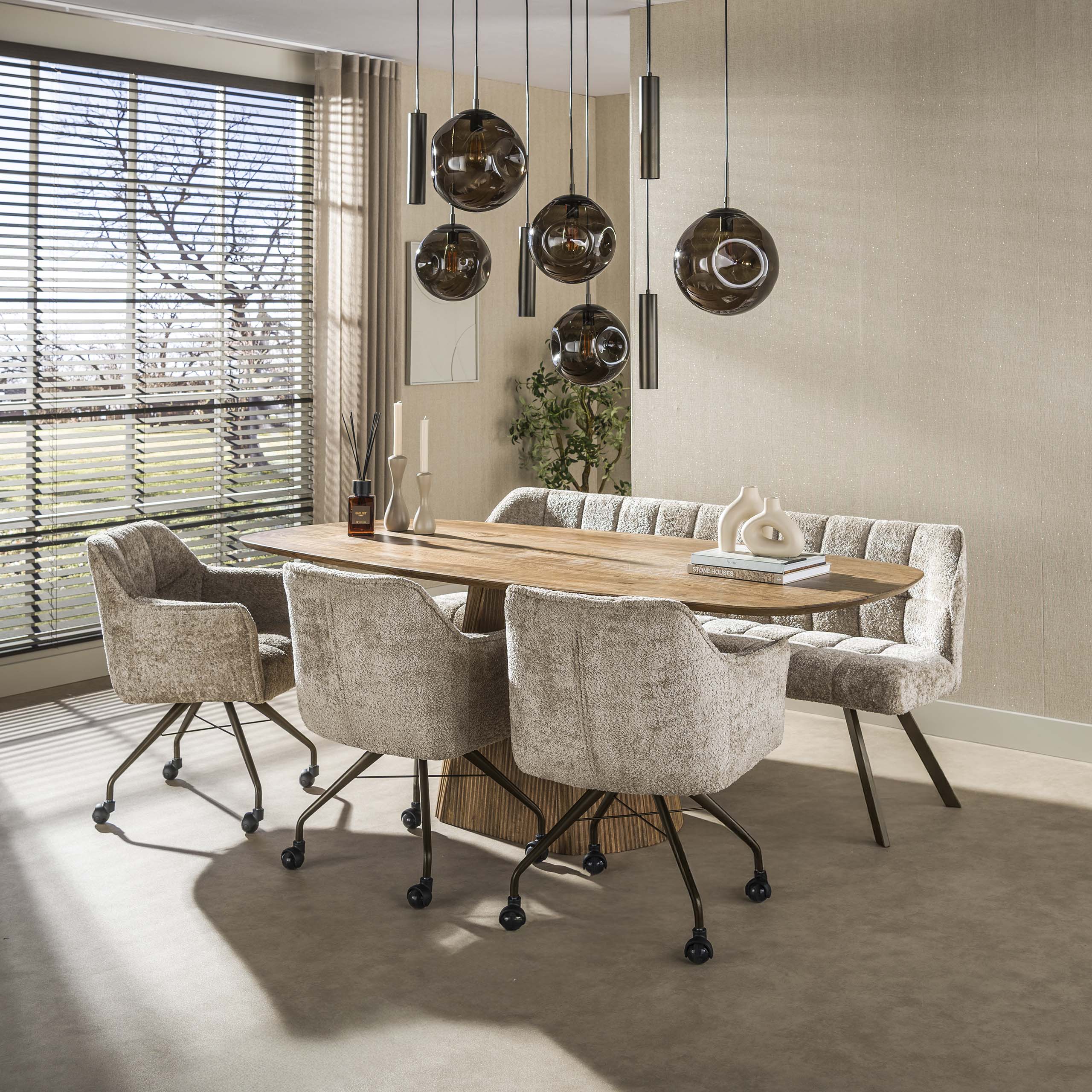 Armstoel met wielen Raster Zand - Industrieelinhuis.nl