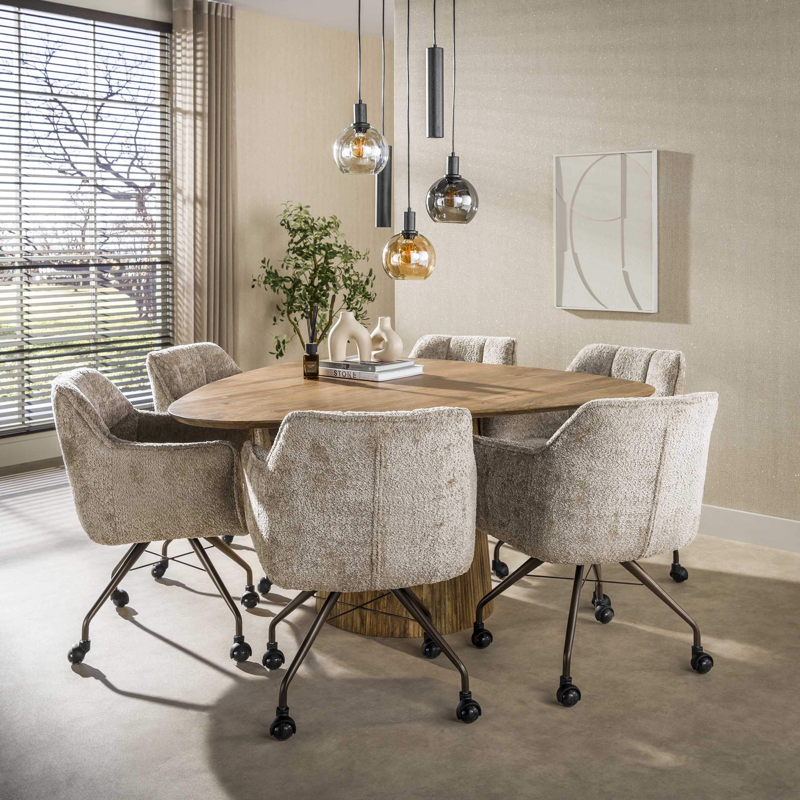 Armstoel met wielen Raster Zand - Industrieelinhuis.nl