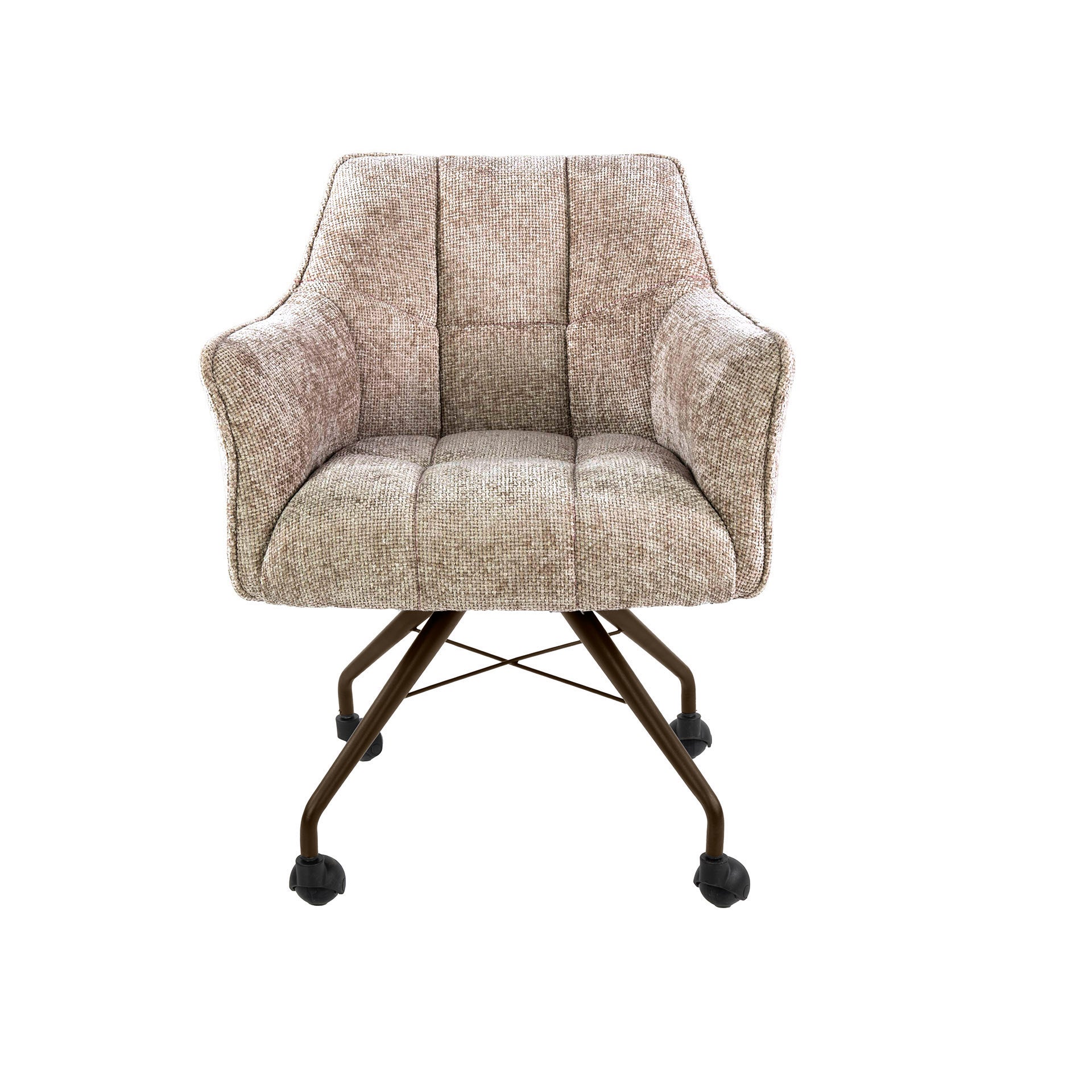 Armstoel met wielen Raster Beige - Industrieelinhuis.nl