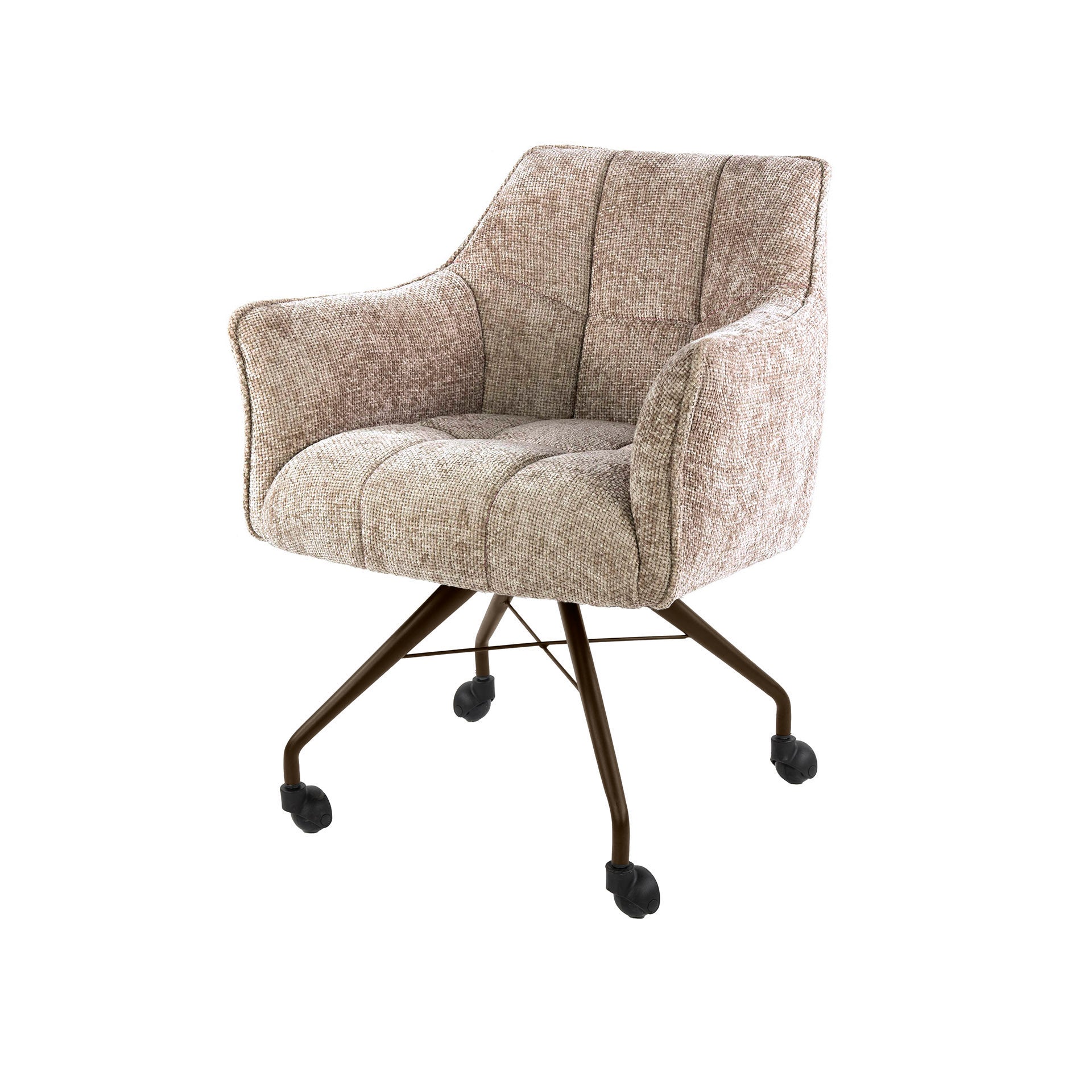 Armstoel met wielen Raster Beige - Industrieelinhuis.nl