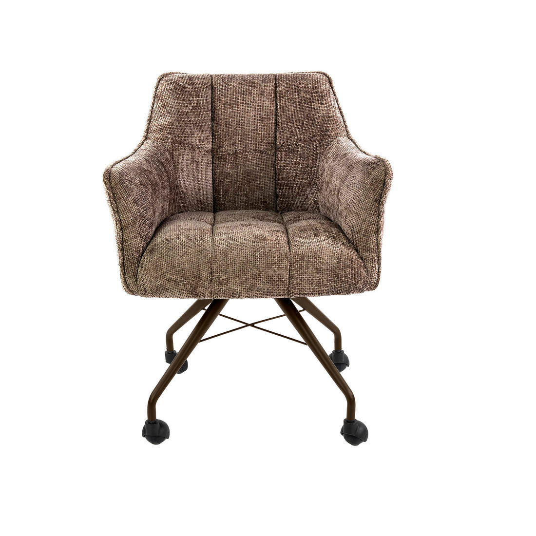 Armstoel met wielen Raster Lichtbruin - Industrieelinhuis.nl