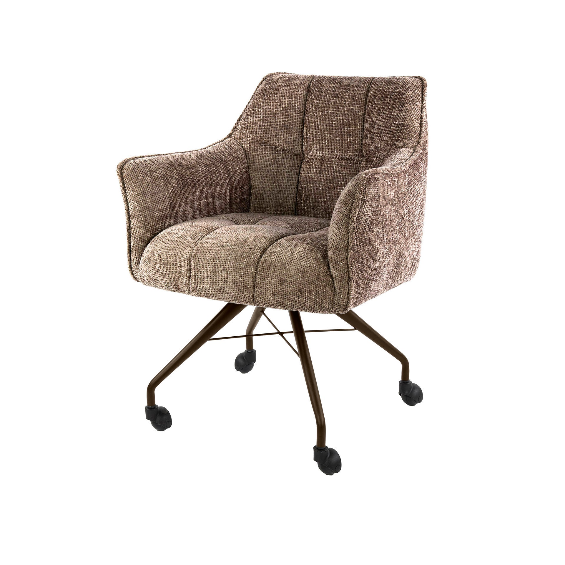 Armstoel met wielen Raster Lichtbruin - Industrieelinhuis.nl