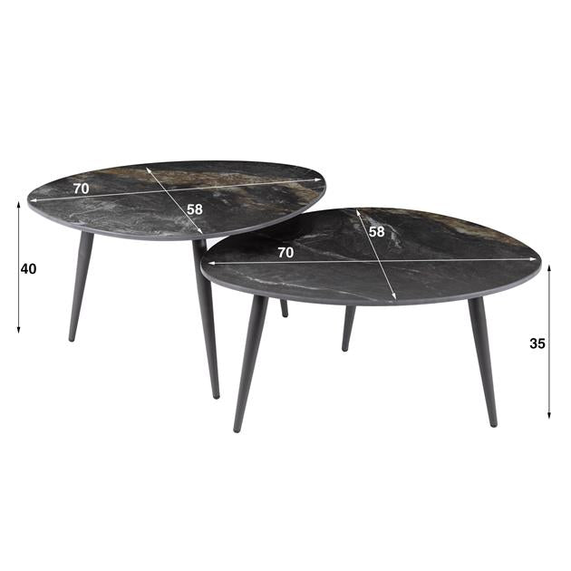 Salontafel Fossil organisch set/2