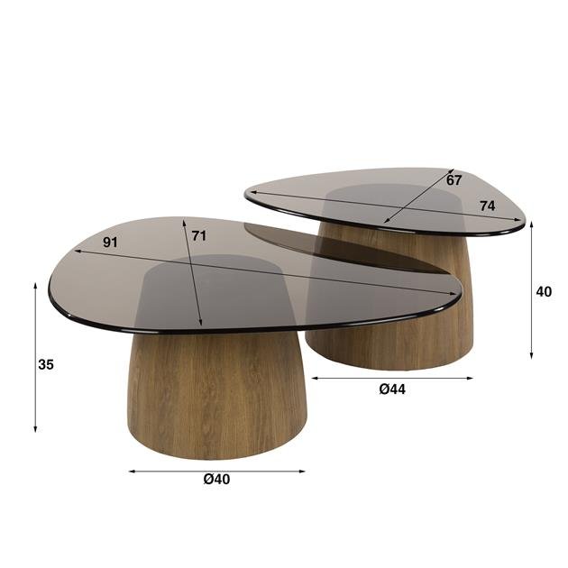 Salontafel Tinto driehoekig set/2