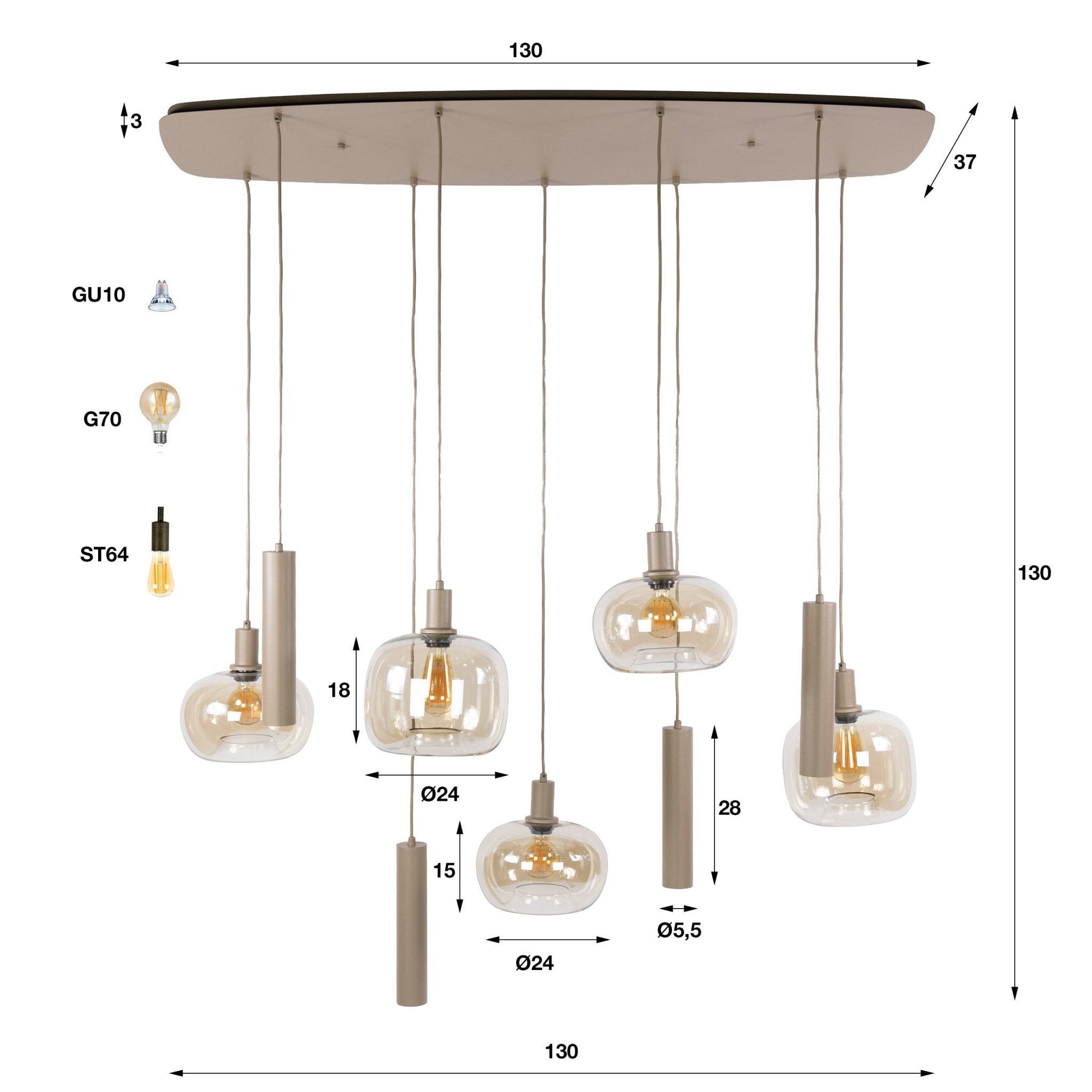 Hanglamp Serene 5+4L