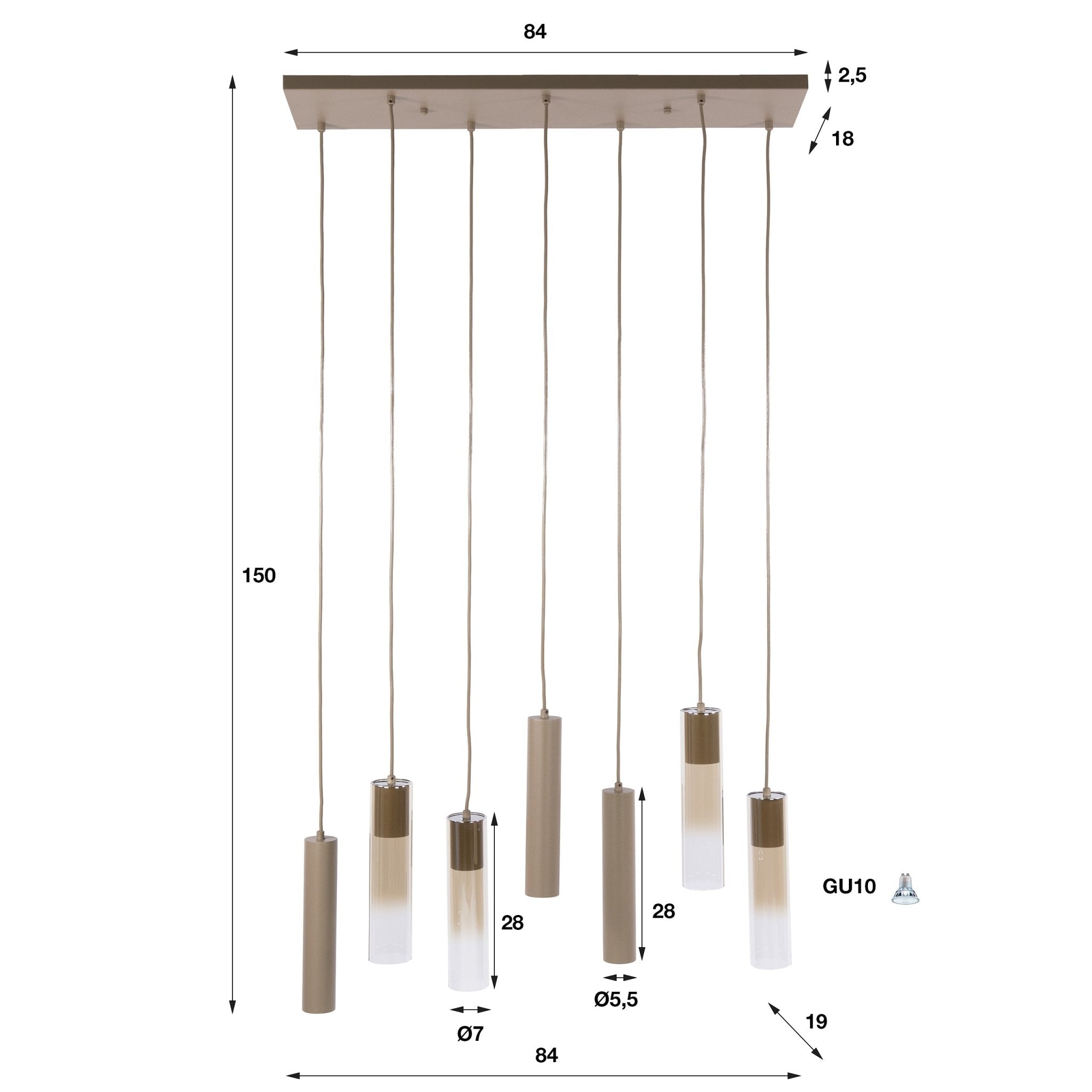 Hanglamp Lungo 4+3L