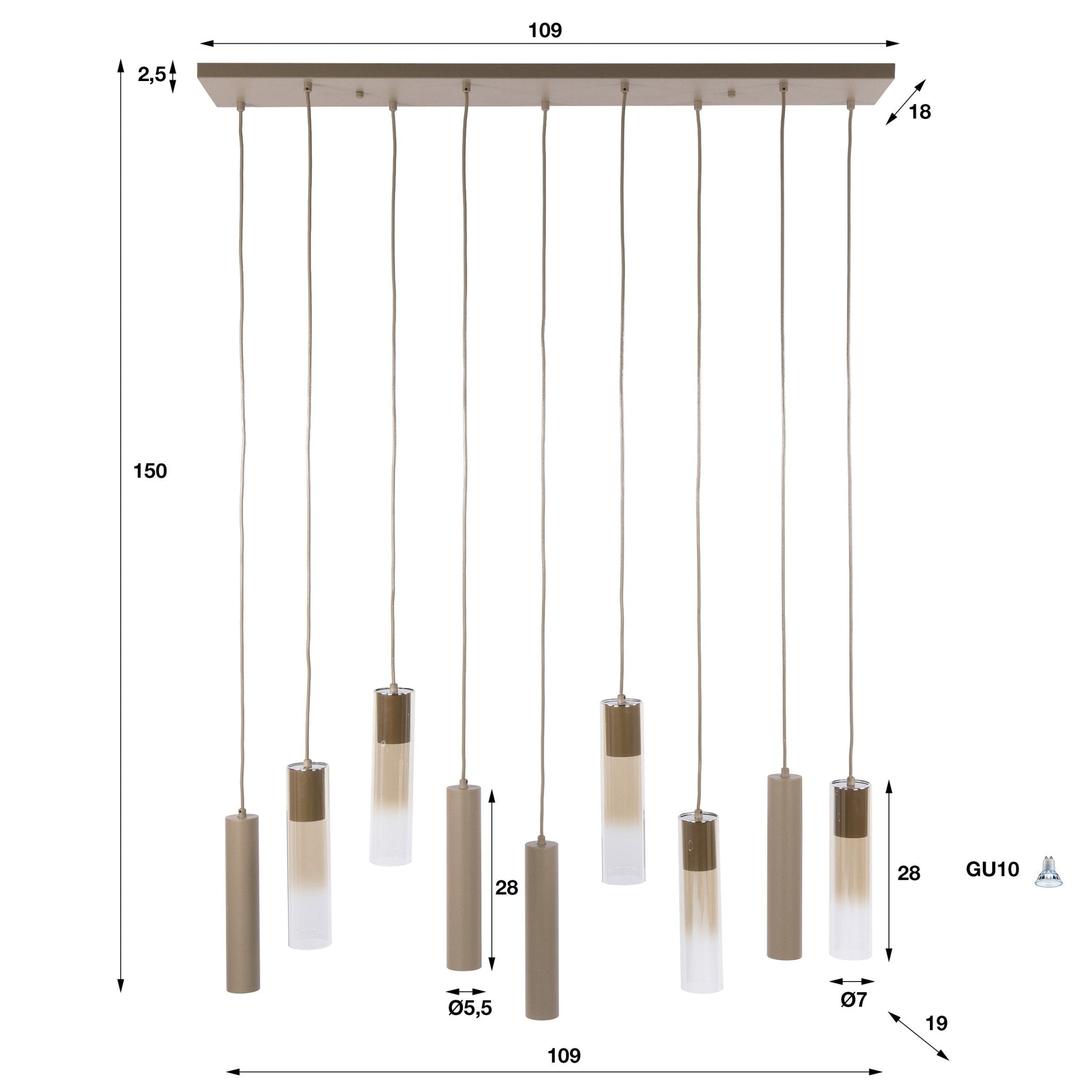 Hanglamp Lungo 5+4L