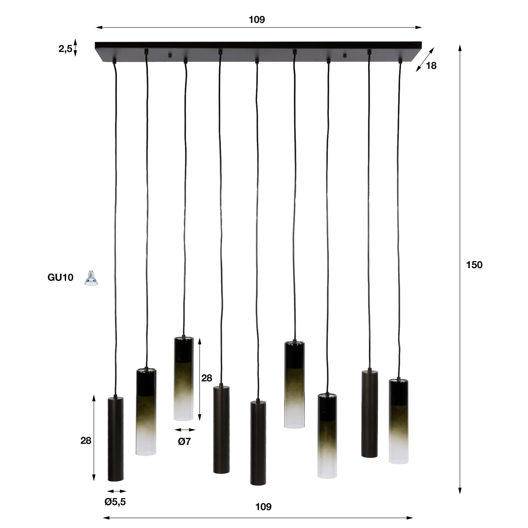 Hanglamp Lungo 5+4L