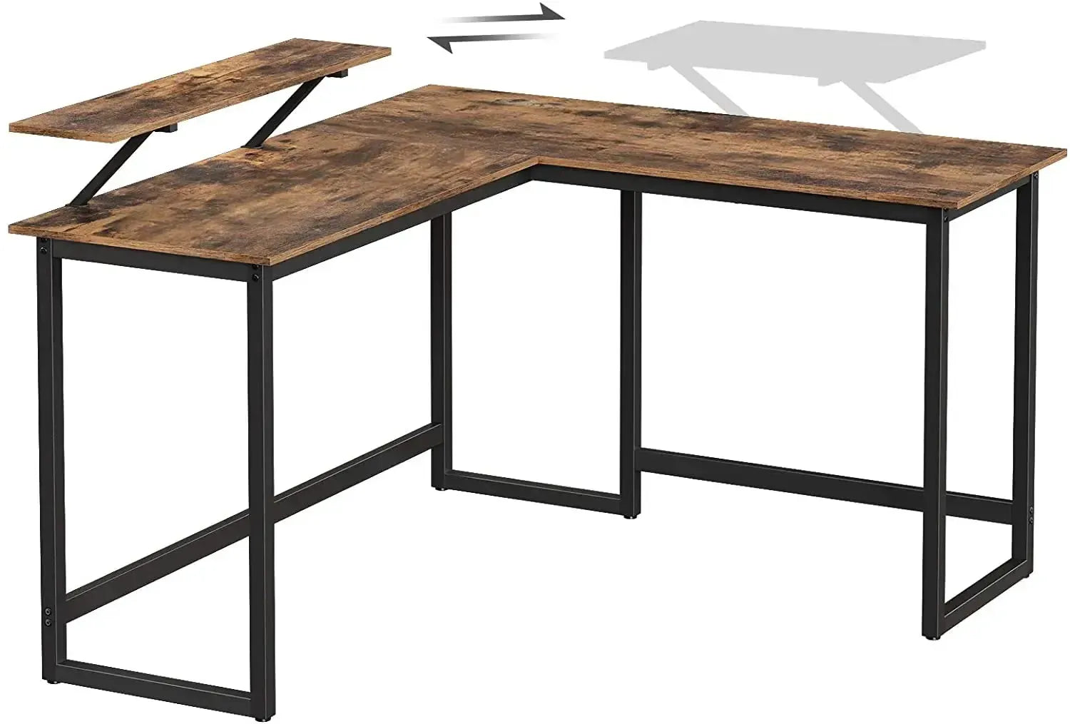 Hoekbureau Industrieel Design | Houtlook en Staal | 140x130x76cm - Industrieelinhuis.nl