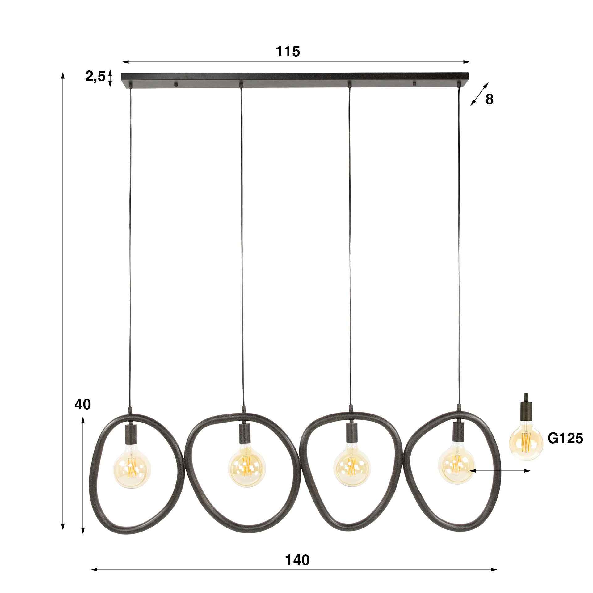 Hanglamp Riley 4 lampen