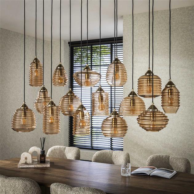 Hanglamp Rib Glass 5+5+5L