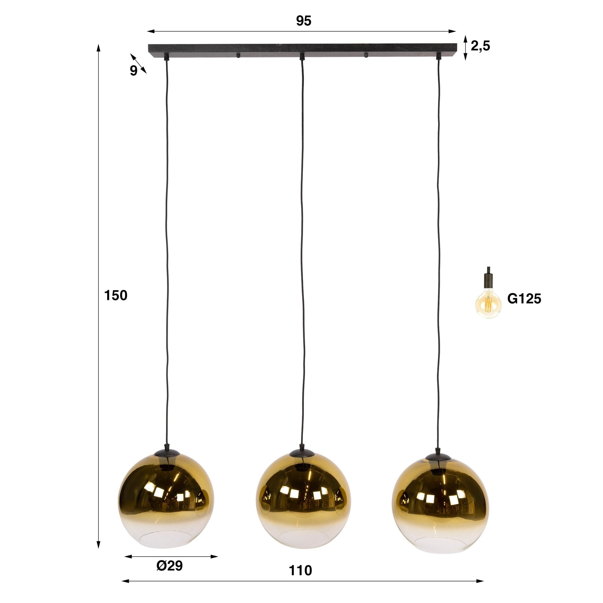 Hanglamp Bubble Shaded 3L - Industrieelinhuis.nl