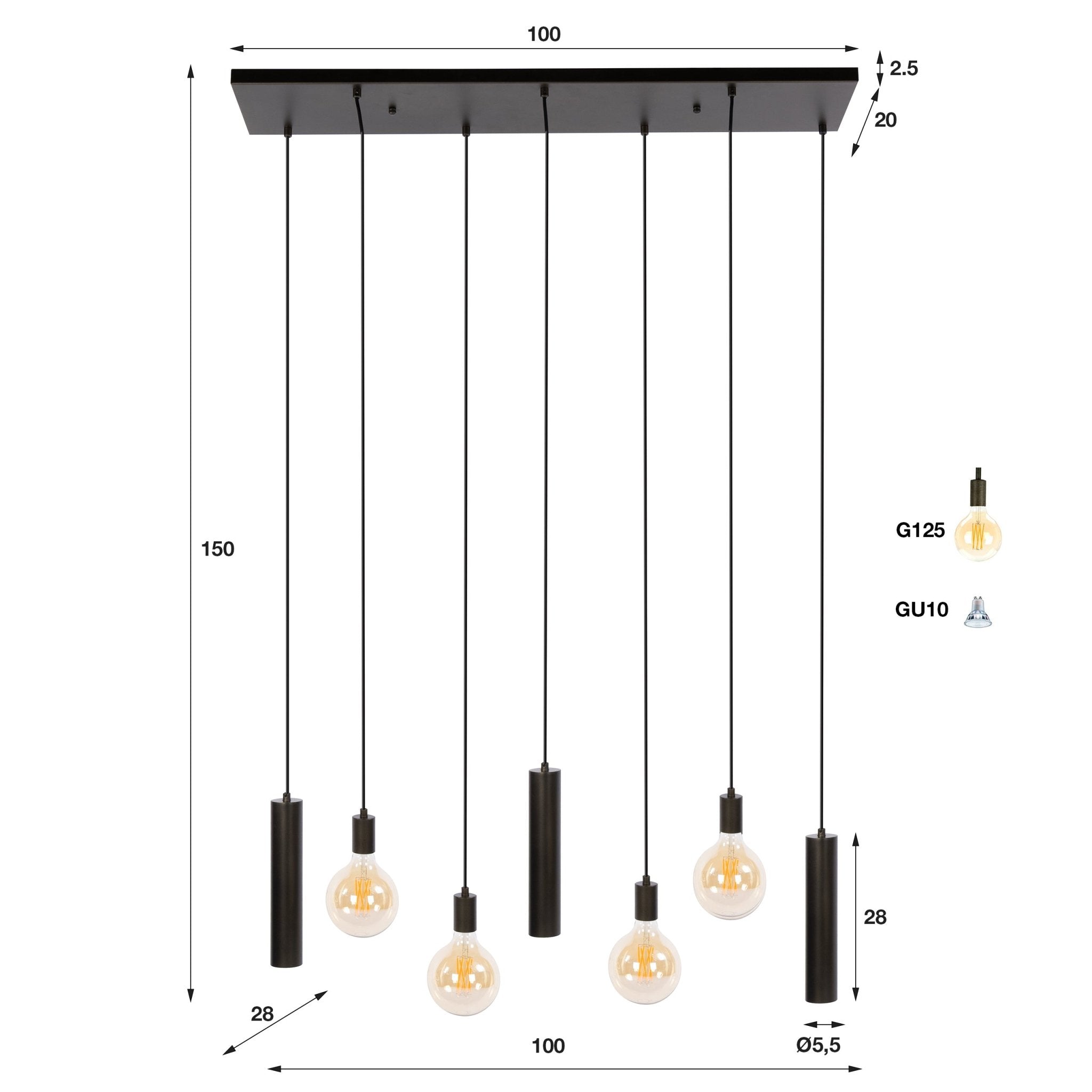 Hanglamp Senso 4+3L