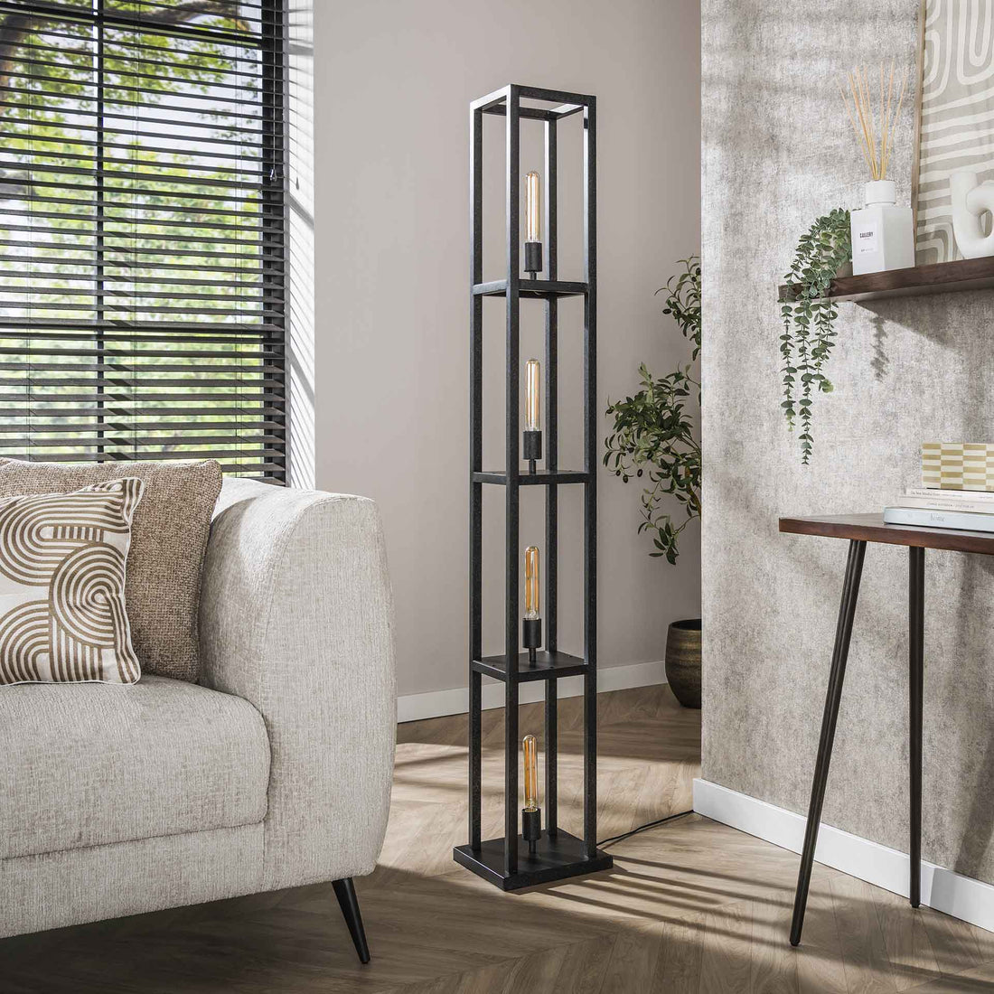 Vloerlamp 4L Quadra Zwart