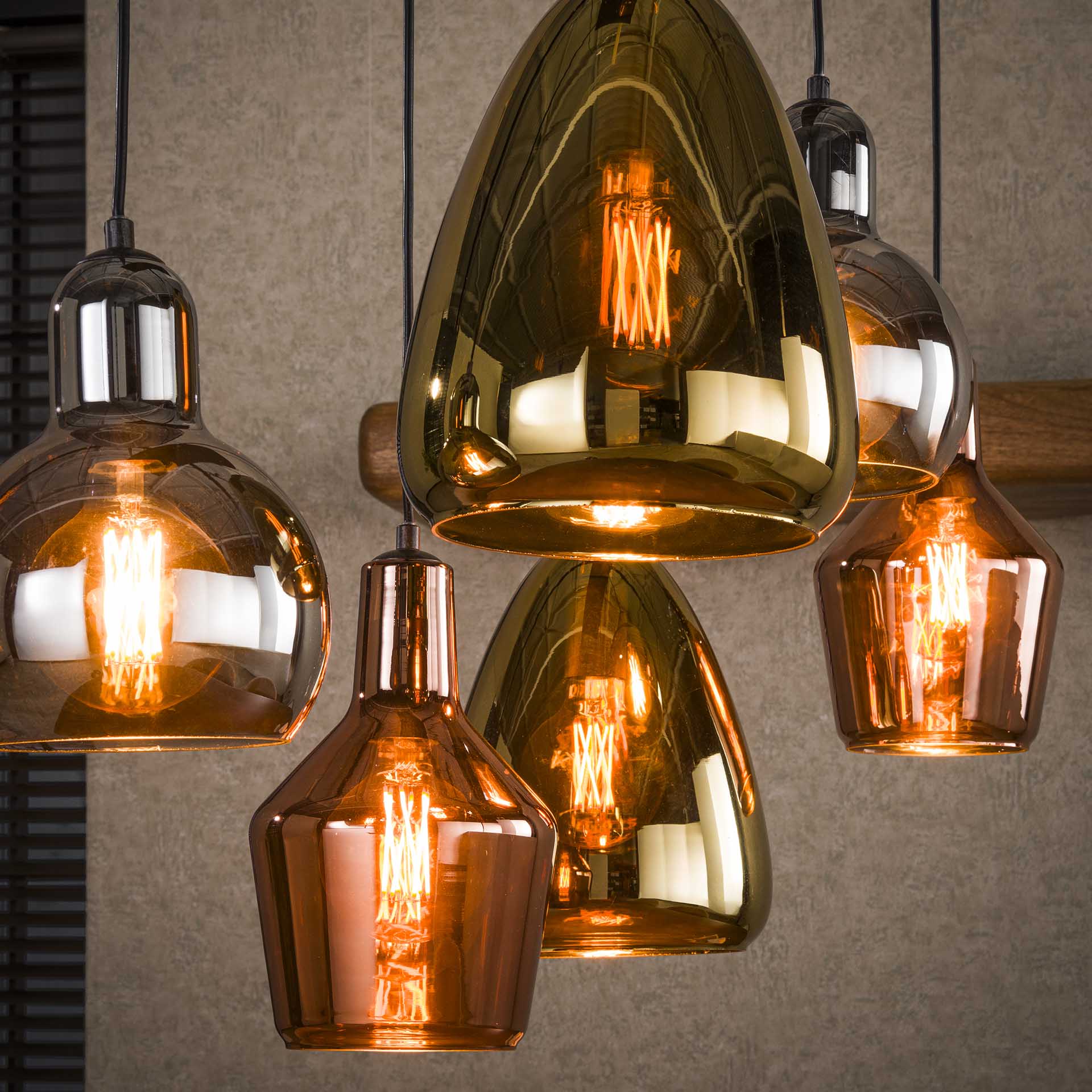 Hanglamp Dina Zwart 6 lichtpunten - Industrieelinhuis.nl