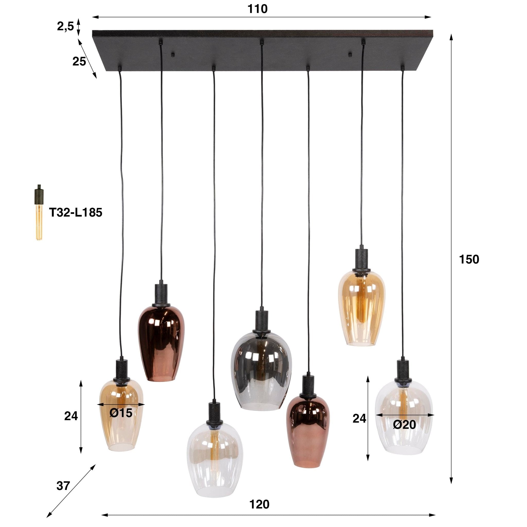 Hanglamp Amfora 7L - Industrieelinhuis.nl