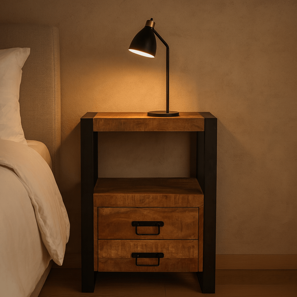 Mango Houten Nachtkastje Britt | 50x40x70cm - Industrieelinhuis.nl