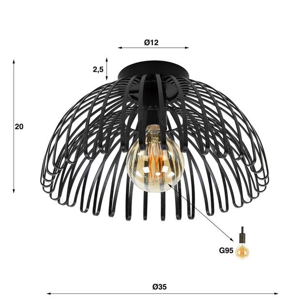 Plafondlamp Bente Zwart 1 lichtpunten - Industrieelinhuis.nl