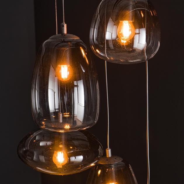 Hanglamp Faye Tiera Zwart 5 lichtpunten - Industrieelinhuis.nl