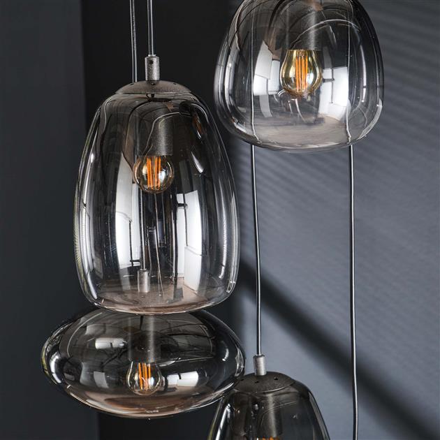 Hanglamp Faye Tiera Zwart 5 lichtpunten - Industrieelinhuis.nl