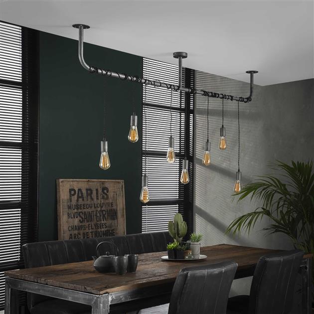 Hanglamp industrieel Robert 8 lichtpunten - Industrieelinhuis.nl