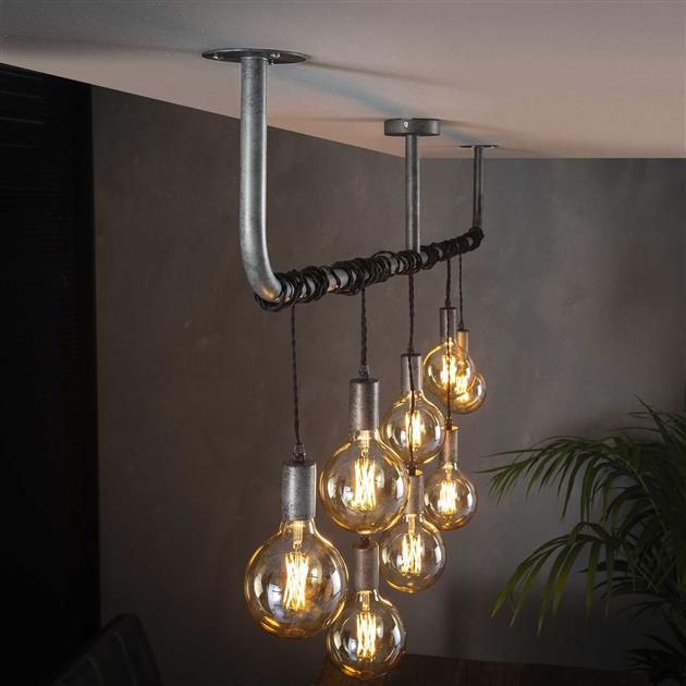 Hanglamp industrieel Robert 8 lichtpunten - Industrieelinhuis.nl