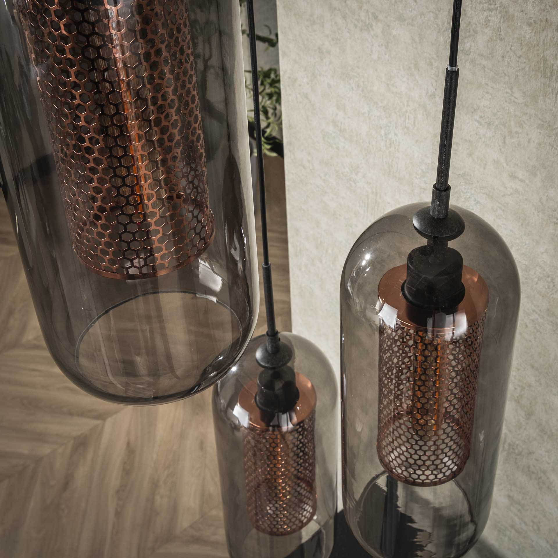 Hanglamp industrieel Diana Zwart set van 3 - Industrieelinhuis.nl