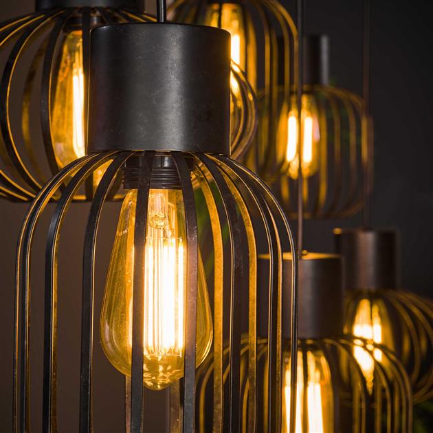 Hanglamp Zara Zwart 6 lichtpunten - Industrieelinhuis.nl