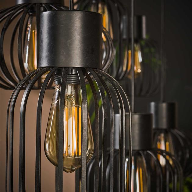 Hanglamp Zara Zwart 6 lichtpunten - Industrieelinhuis.nl