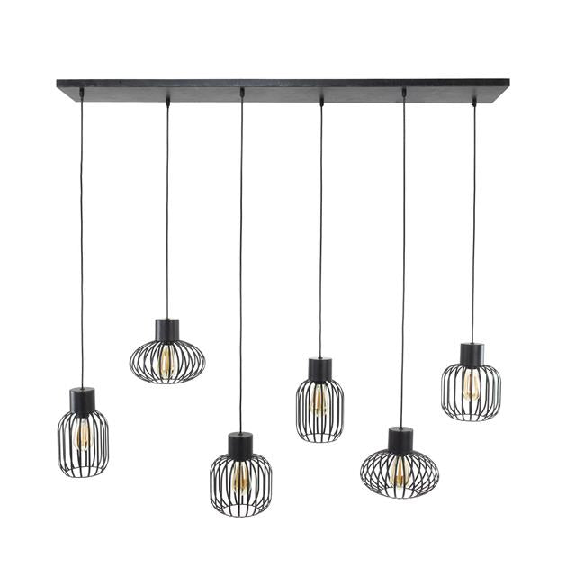 Hanglamp Zara Zwart 6 lichtpunten - Industrieelinhuis.nl