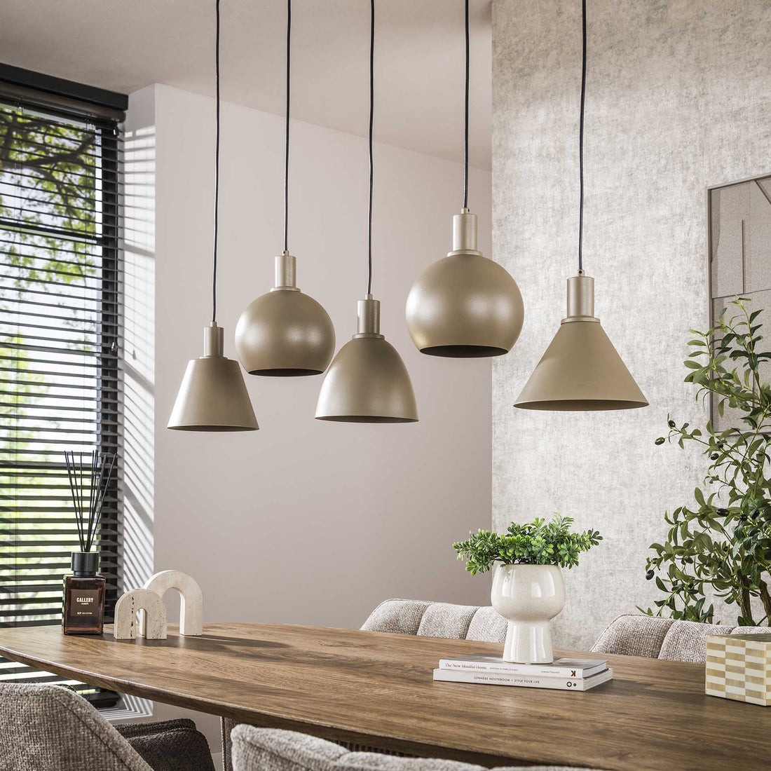 Hanglamp 5L Stellaro Beige
