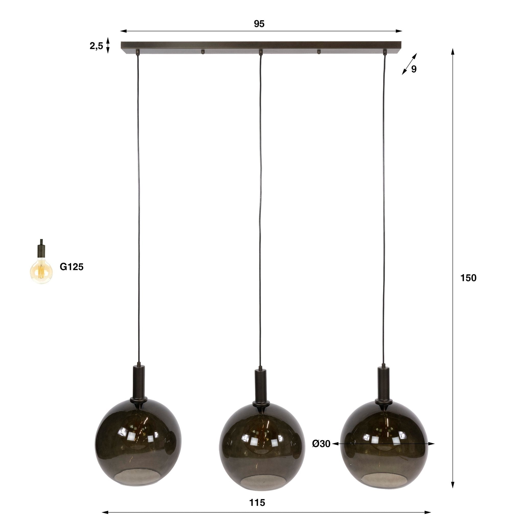 Hanglamp Sfera Tricolore 3L - Industrieelinhuis.nl