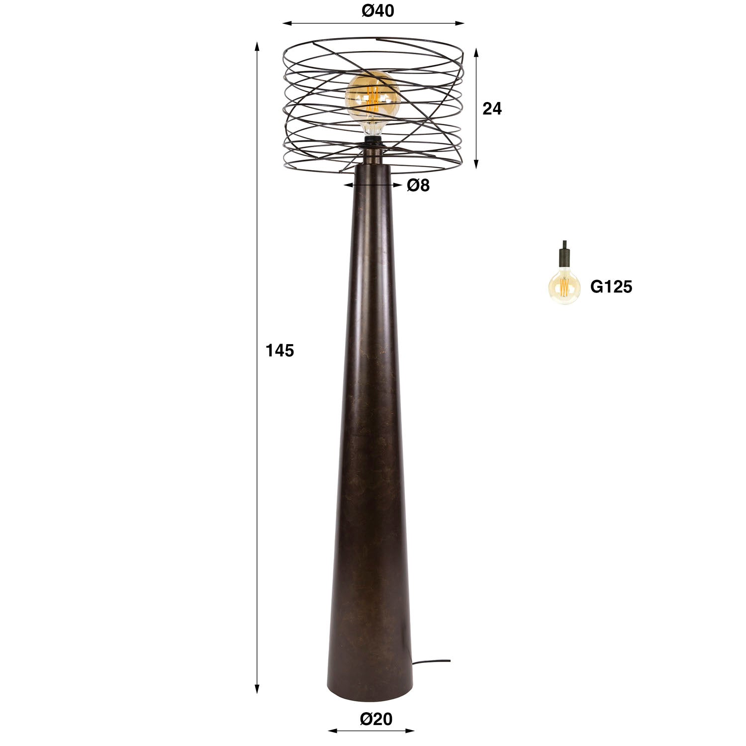 Vloerlamp Curl 1L - Industrieelinhuis.nl